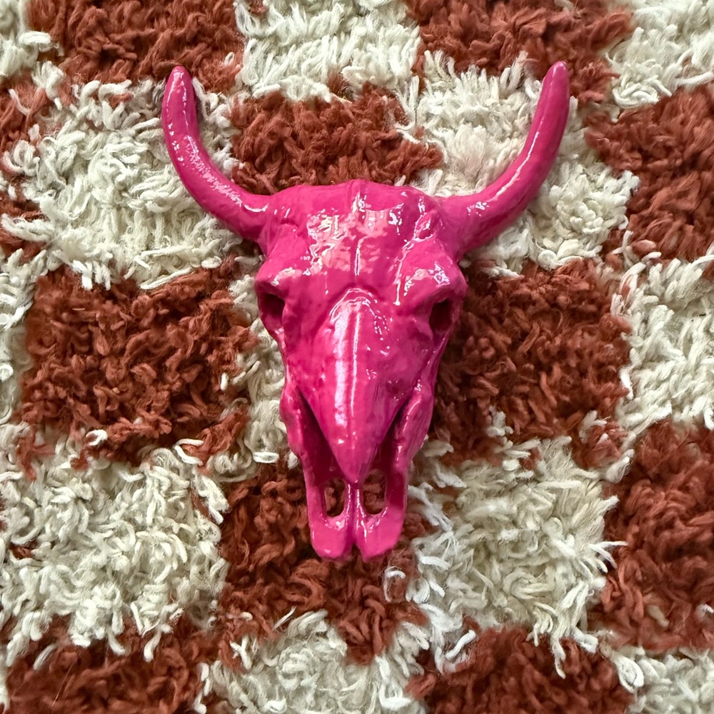 Urban Outfitters Pink Ceramic Bull Skull